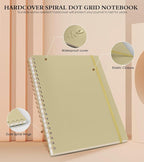 Dotted Notebook, Spiral Notebook Journal 8.5” x 11”, A4 Large Dot Grid Notebooks for Women Men, 100 GSM Dotted Paper, Plastic Hardcover Spiral Bullet Journals for Work School Sketching, Yellow