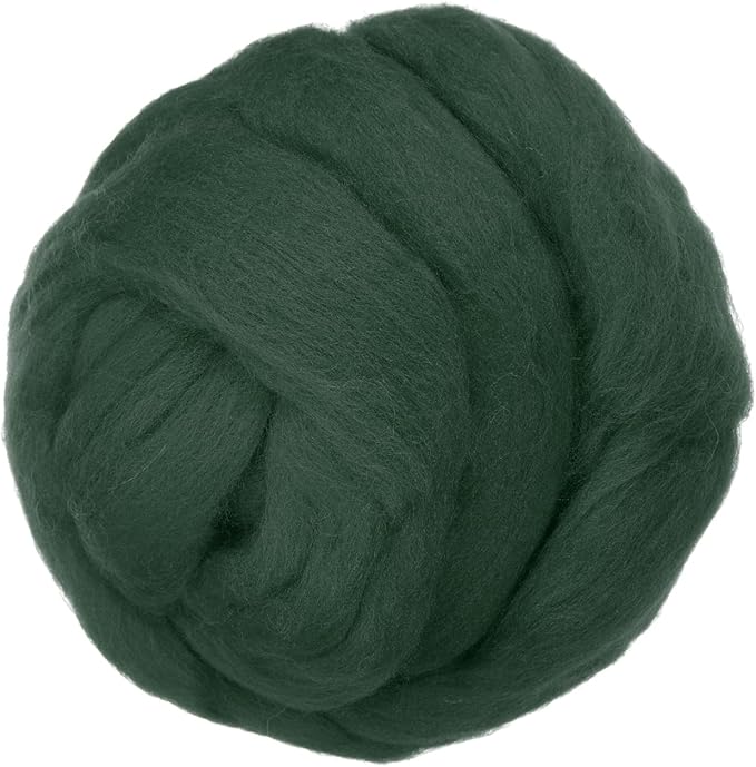 PATIKIL Wool Roving Yarn, 250G/8.8OZ Felting Wool Pure Roving Yarn, Dark Green