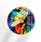 My Photostation.com 31.5''(80cm) Diameter Multicolor Round Stained Glass Wall Art Vibrant Mosaic Abstract Panel Tempered Glass Printing Wall Decor Large Wall Art Wall Hangings