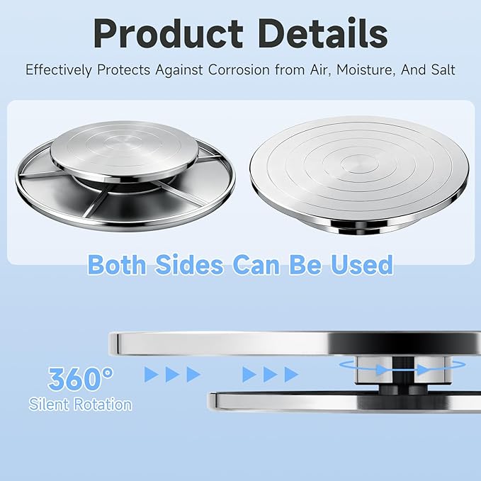 Kartols 12 Inch Sculpting Wheel, Double-Sided Pottery Turnable Wheel Aluminium Alloy Heavy Duty Metal Banding Wheel with Ball Bearings for Ceramics Model Making Clay Modeling Cake Decor Paint Spraying