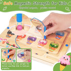 2 in 1 Double Side Magnetic Color and Number Maze, Montessori Magnetic Alphabet Maze Board Toys 3-5 Years Old, Wood Magnet Puzzle Learning Counting Matching Toys for 3 4 5 Todders Kids Girls Boys