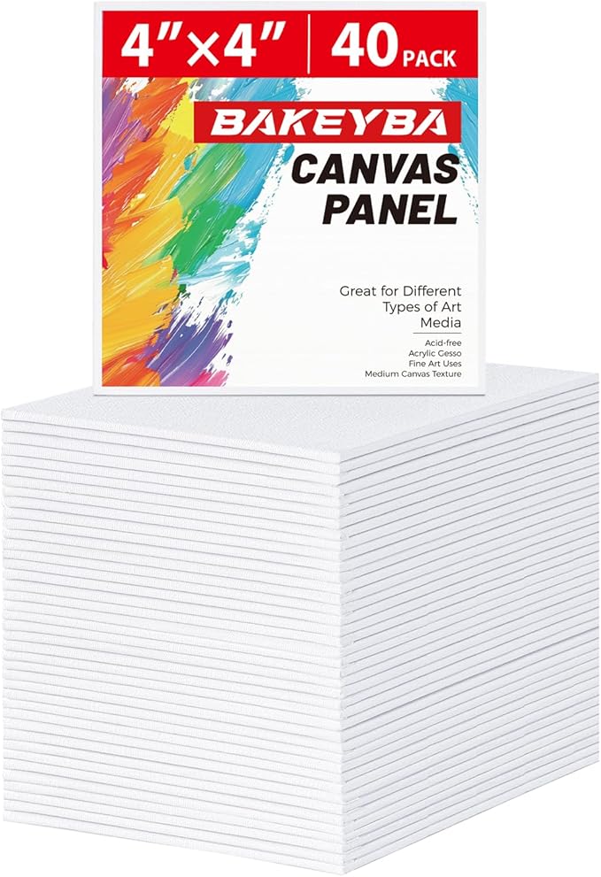 4x4inch Mini Canvas for Painting 40 Pack Small Canvas Boards Primed Acid Free for Oil, Watercolor, Acrylic Paint