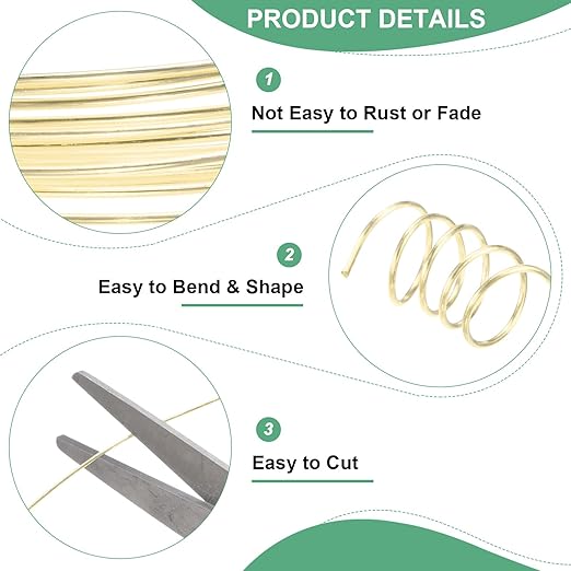 0.7 mm/21 Gauge Copper Wire for Jewelry Making, 10.2FT Copper Beading Craft Wire for Jewelry/Weaving/DIY Crafting/Planting, Color-Retaining [3.1M, Light Golden]
