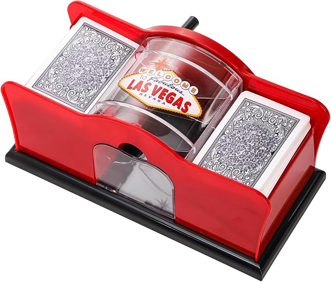 Frcctre Manual Card Shuffler 2 Deck with Hand Crank, Manual Poker Card Shuffler Cards Mixer Machine for Standard Size Playing Cards