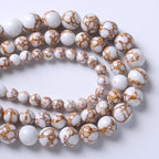 90pcs 4mm White Howlite Spun Gold Stone Beads for Jewelry Making Natural Stone Energy Healing Beads DIY Bracelet Necklace 15" (4mm, White Howlite Spun Gold Stone)