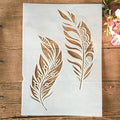 TIAMECH A4 Reusable Two Feathers Stencil for Painting - Bird Feather Layering Template, DIY Wall Art, Wood Furniture, Scrapbook & Crafts (8.3x11.7inch)