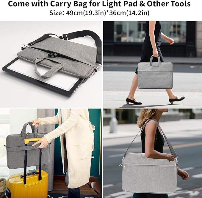 TOHETO Rechargeable A3 Light Board with Stand, Bag, Super Bright Magnetic Light Pad with Side Buttons, Wireless Light Box for Tracing and Drawing, Cordless Light Table for Diamond Painting, Sketching