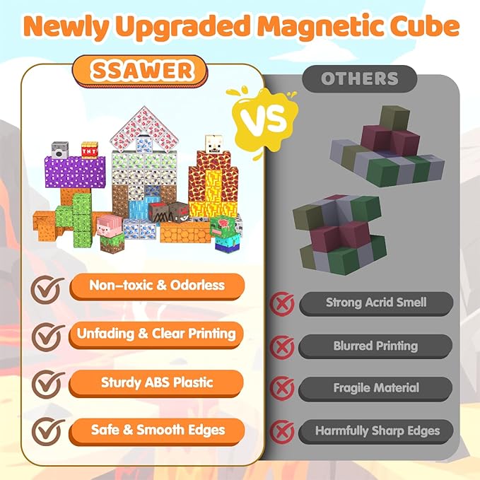 Magnetic Blocks, 100PCS Magnetic Building Blocks, Stacking Magnets for Kids, Sensory Toy for STEM Constructions Magnet Blocks for Boys Girls Age 3+, Christmas Birthday Gifts