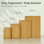 4-Pcs Natural Wood Cutting Board Set Kitchen Tools with Juice Groove, Wooden Chopping Board for Meat, Fruit, Vegetables & Cheese (Pre Oiled, Natural)