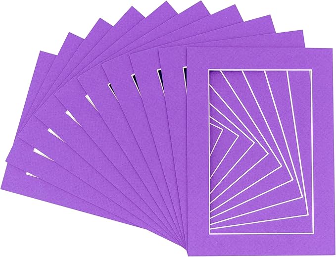 11x14 Mat for 8.5x11 Photo - Precut Purple Picture Matboard for Frames 11 x 14 Inches - Bevel Cut Matte to Display Art 8.5 x 11 Inches - Acid Free Pack of 25 MATS with Backing Boards & Clear Bags