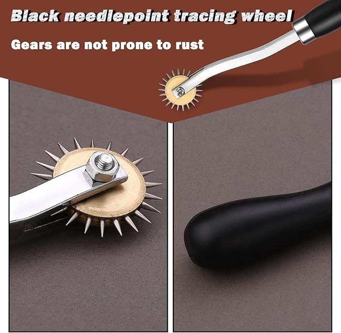 Nitlak 2 PCS Tracing Wheel with Wooden Handle Stainless Steel Pounce Wheel, Point Sewing Tracing Wheel for Sewing Patterns, Rotary Perforator, Overstitch Wheel, Perforation Cutter
