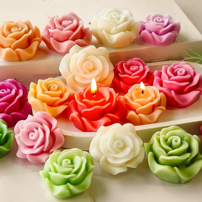 2 Pack Flower Soap & Candle Mold - Silicone 3D Molds for Flower, Peony & Home Decor - Resin Casting & Making Molds