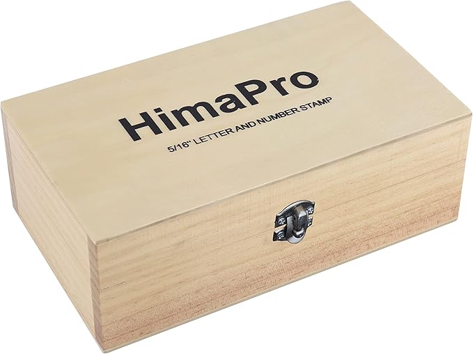 HimaPro Letter and Number Stamp Set 36pcs 40Cr Alloy Steel Metal Stamp Number & Letter Punch Set in a Wooden case (8mm 5/16 Inch)