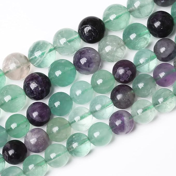 61pcs 6mm Natural Stone Beads Fluorite Gemstone Round Loose Beads for Jewelry Making DIY Bracelet Necklace 15"