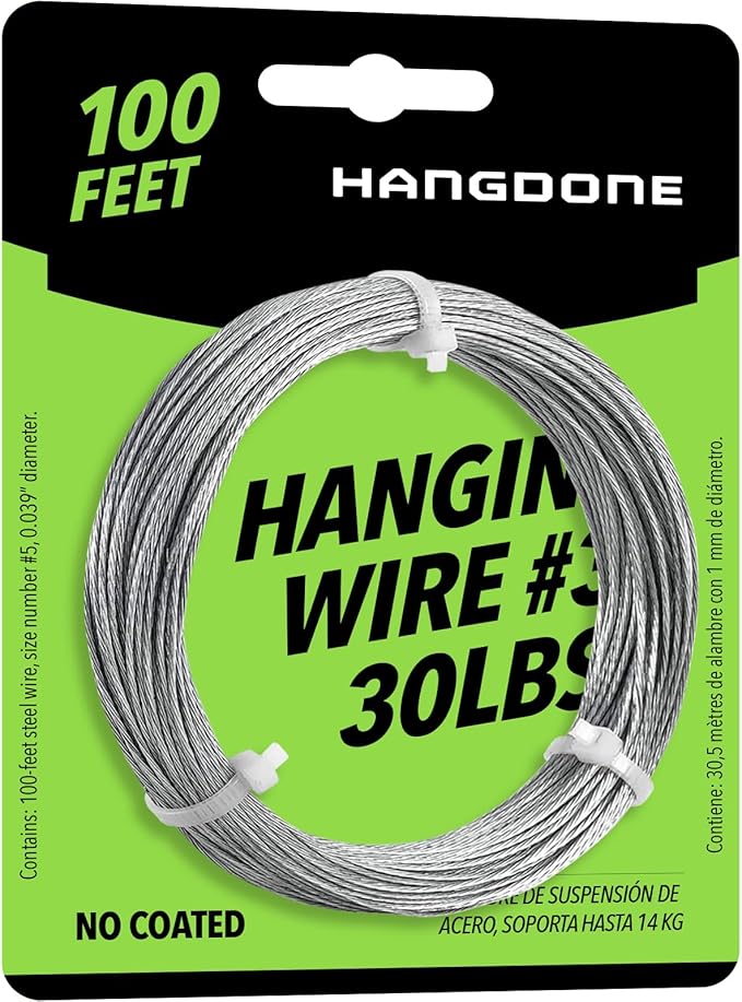 Picture Hanging Wire #3 30lbs 100-Feet, Flexible Steel Wire 18 Gauge for Hang Up Frame/Painting and Mirror