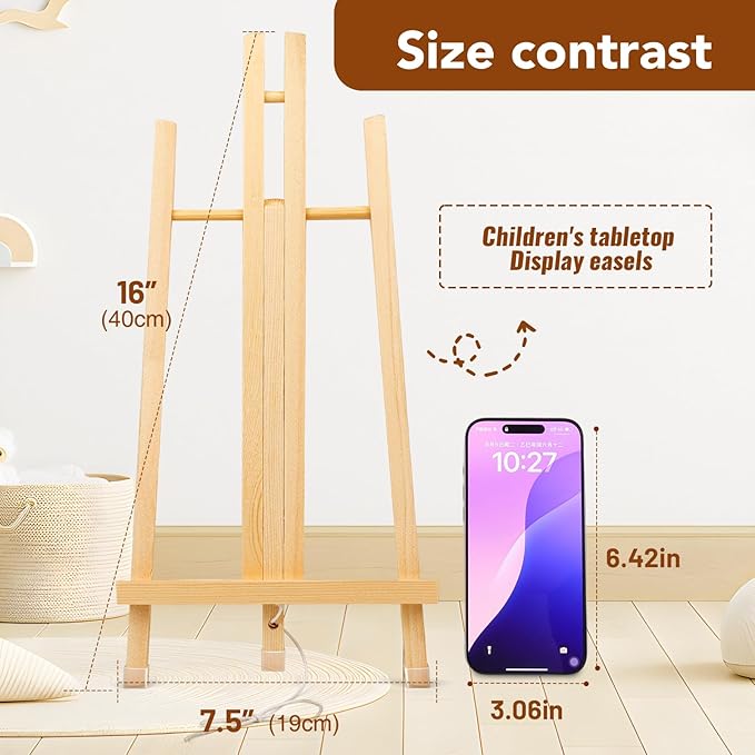 3 Pack 15 Inch Wood Easels, Easel Stand for Painting Canvases, Art, and Crafts, Tripod, Painting Party Easel, Kids Student Tabletop Easels for Painting, Portable Canvas Photo Picture Sign Holder