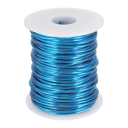 uxcell 12 Gauge / 2mm Anodized Aluminum Wire for Jewelry Craft Making, 102 Feet Bendable Flexible Wire for DIY Home Decor Gardening Sculpture, Blue