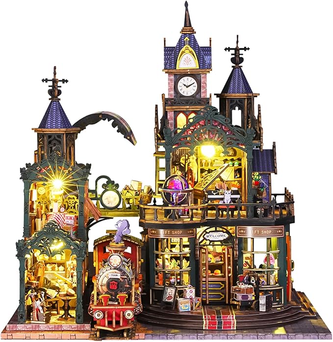 DIY Dollhouse Miniature House Kit,DIY Kit Mini House Model,1:24 Scale Creative Doll House Best Christmas Birthday Gift for Lovers Boys and Girls. (Rail-TRACKSECLUDED City01)