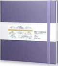 Moinchore Back to School Gifts Square Sketchbook 8 x 8 Inch Hardcover Art Sketch Book Drawing Papers 120 Pages, Mixed Media Journal Notebook with Elastic Closure Sketchbook for Drawing(Purple)