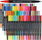 80 Colors Dual Tip Brush Pens, Fine Felt Tip and Brush Tips Colored Pens for Adults and Kids, Coloring Markers for Coloring Book Bullet Journaling Note Taking Hand Lettering