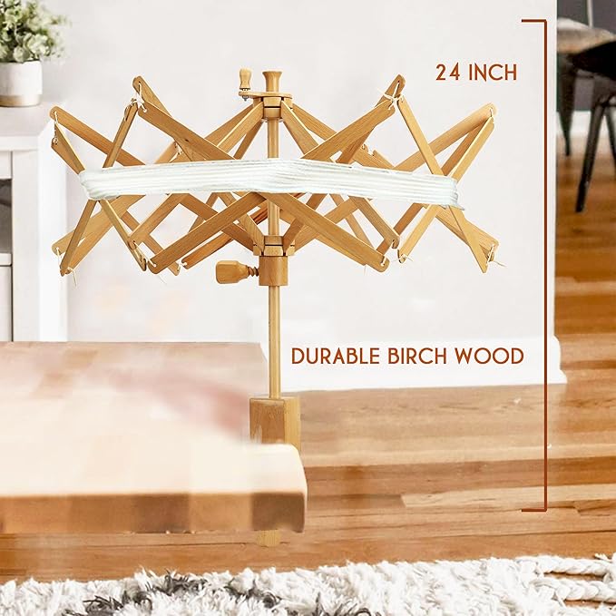 Brainmart Wooden Yarn Swift Umbrella Swift Yarn Winder Knitting Crocheting X-Large Heavy Duty Natural Beach Wood Handmade Swift, Holds up to a 6' Circumference Skein