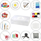 Mowhut Sewing Box for Sewing Supplies,Embroidery Floss Organizer,Plastic Tool Box with Handle,Stackable Thread Ribbon Storage,2 Layers Sewing Kit,Clear