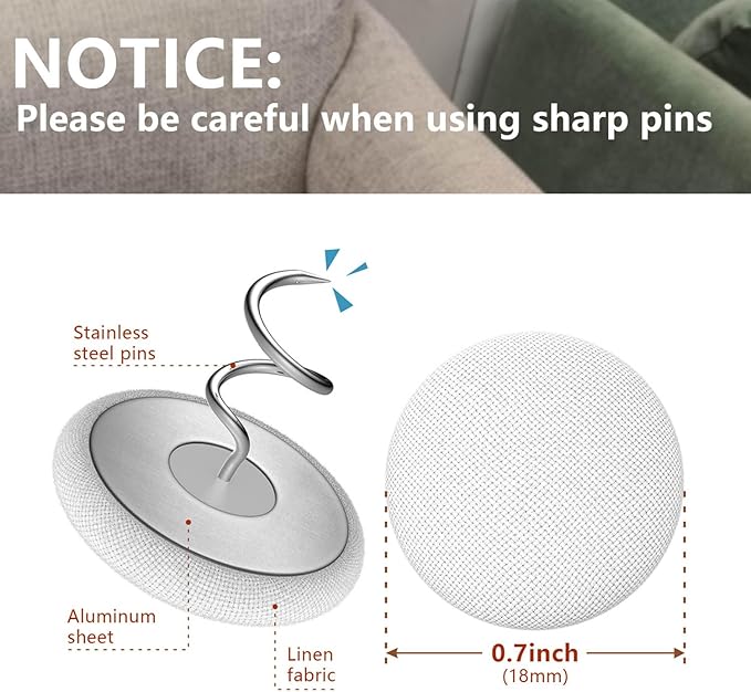 Linen Fabric-Covered Twist Pins - 8 Colors Upholstery Pins & Bed Skirt Pins -Used to Secure Sofa Cushion, Armrest Covers, Furniture & Bed Skir(12, Brown)