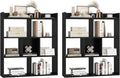 Giantex 7 Cubes Bookshelf, Free-Standing Wooden Bookcase, 4 Tier Home Display Shelf, Horizontal Storage Unit w/Anti-Toppling Devices, Open-Back Display Rack for Study, Living Room (2, Black)