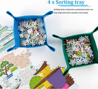 Celawork 1000 Pieces Puzzle mat roll up with Puzzle Sorting Trays,Jigsaw Puzzle Accessories for Puzzles Storage and Saver, Jigsaw Puzzle mat for Adult