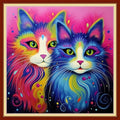 Magxvouy Cross Stitch Kits Stamped Full Range of Embroidery Kits,Cross Stitch Patterns Needlework Kits for Beginners 11CT Printed Kits&Colorful Cat 18x18 inch