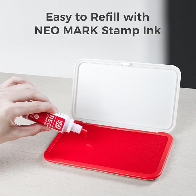 Large Stamp Pad - 3.50"x 6.25", Magnetic Lid, Premium Quality Felt Stamp Pad (Red)