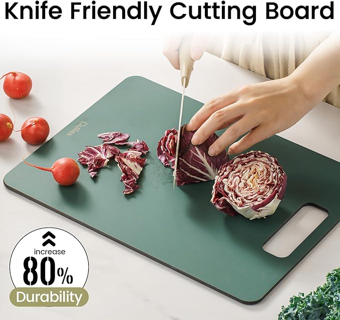 Cutting Boards for Kitchen [Set of 2], Wood Fiber Composite Cutting Board, Dishwasher Safe, Non Slip Non Toxic Chopping Board for Meat Vegetables Fruit Cheese - Green