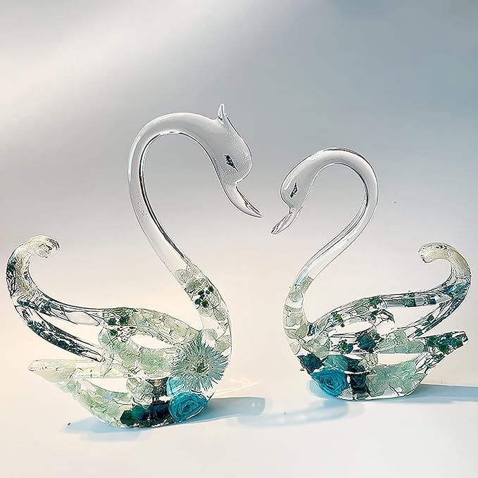 2 Pack Swan Molds Swan Resin Mold - Resin Casting Silicone Molds for Home Decor & Candle Making Wave Spiral Mold