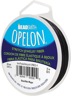 The Beadsmith Opelon Stretch Cord – Elastic Beading Fiber, Black, 0.4 mm Diameter, 25 Meters (82 ft) Spool