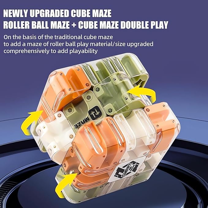 Large 3D Puzzle Maze Cube - Engaging Brain Teaser Toy, High Difficulty 3D Maze Cube & Ball, Stress Relief & Logic Development Puzzle, Spatial Awareness Brain Training Toy Educational Gift (1 PC)