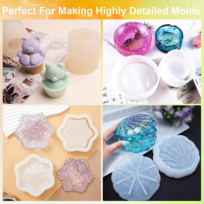 CHANGTIKEJI Silicone Mold Making Kit,48OZ Super Elastic Liquid Silicone for Mold Maker, Fast Cure Translucent Silicone Rubber for Casting Mold,Silicone Mold,Candle Mold,Soap Mold,Food Mold