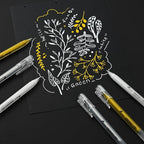 Gold Silver White Gel Pens, 1mm Fine Point Gel Ink Pen Opaque Archival Ink Pens for Black Paper Drawing, Sketching, Illustration, Card Making, Bullet Journaling, 6 Pack