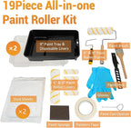 ETERNA Paint Roller Kit, 19 Pieces Paint Supplies for House Painting with Paint Tray&Liners, 9 inch+4 inch Paint Roller Covers&Frames, Paint Brushes, Perfect for Wall Decorating Home DIY