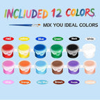 OLINGYOU 50 Pack Mini Acrylic Paint Set, 12 Colors Washable Paint Strips for Kids & Adults - Includes 100 Brushes, 600 PCS Kids Paint Kits for Easter Eggs, Birthday, Classroom Party，School Supplies
