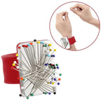 WILLBOND Magnetic Wrist Sewing Pincushion Wrist Magnetic Pin Holder Wristband Pin Cushion Holder with 3 Pcs Stainless Steel Pintail Comb Rat Tail Comb for Hair Clips Hand Sewing(Red)