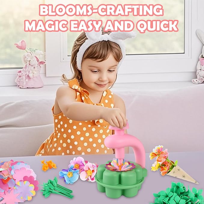 Fabric Flower Bouquets Toys, DIY Craft Kits Toys for Kids, Educational Arts & Crafts Toy, Build Your Own Flowers, DIY Creative Activity Christmas Birthday Gift for 4 5 6 7 8+ Year Old Toddler Girls