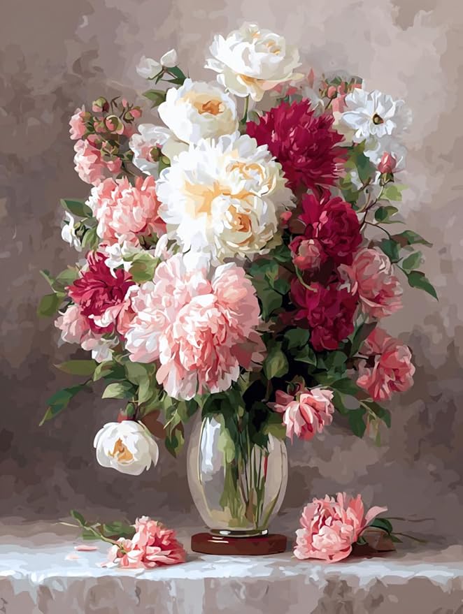 Moohue 14 ct Counted Cross Stitch Kits for Adults Flowers Cross Stitch Patterns Stamped Printed Cross Stitch Kits (Flowers 16)