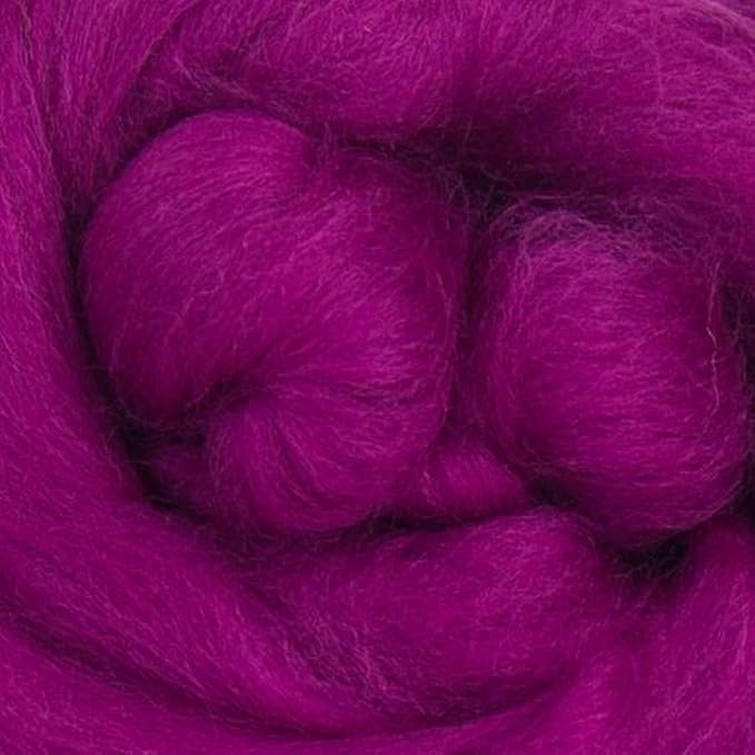 Revolution Fibers Merino Wool Roving | Premium Combed Wool Top | 22 Micron, Perfect for Felting Projects, Spinning, Wall Hangings and Tapestry (Fuchsia)