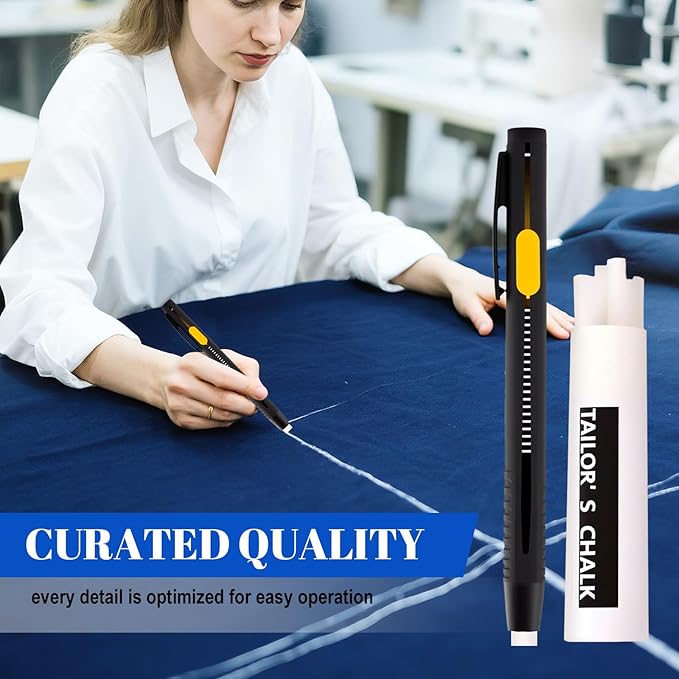 Heat Erasable Fabric Markers for Sewing, Quilting & Embroidery & DIY Crafts - Washable, Refillable DIY Chalk Pens for Cotton & Knitted Fabrics, Sewing Supplies (2 Pens+20 Refills)