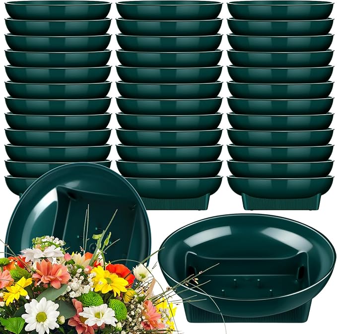 Karenhi 12 Pcs Floral Supplies Green Bowls for Flower Arrangements Large Size 6.3 Inch Floral Foam Bowls for Arrangements Holiday Wedding Fresh Flower Decoration Supplies (Foam Not Include)