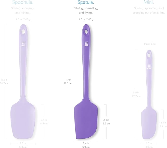 DI ORO Silicone Spatula - 600°F Heat-Resistant Rubber Kitchen Spatula for Baking, Scraping, & Mixing - BPA Free Nonstick Cookware Safe Flexible Utensil for Cooking - Dishwasher Safe (Lavender)