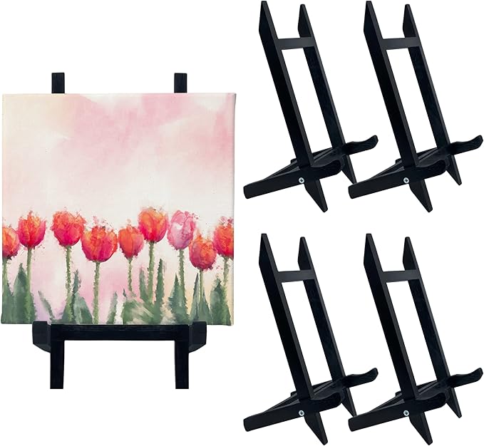 9 Inch Tabletop Easel Stand | Small Canvas Painting Display Easel Stand - Black | Canvas Paintings, Arts & Crafts, Frames, Wedding | Kids, Artists, Adults (4-Pack)