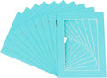 Pack of Ten Acid Free 11x14 Mats Bevel Cut for 8.5x11 Photos - Aquamarine Blue Precut Matboards With Backing Boards and Self Seal Photo Mat Bags For Pictures, Photos, Framing - 4-ply Thickness