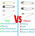 100PCS Safety Pins, 2.1 inch Small Safety Pins, Rust-Resistant Nickel Plated Steel, Sharp Edge Safety Pin for Clothes, Sewing, 54mm Decorative Safety Pins Assorted (Gold)