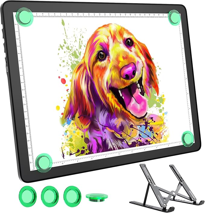 Cordless A3 Diamond Painting Art LED Light Board for Tracing and Drawing,Bawaslom Light Box with 3 Colors & 6-Level Brightness,Rechargeable Drawing Pad for Tracing,Diamond Art,Vinyl Weeding,Sketching